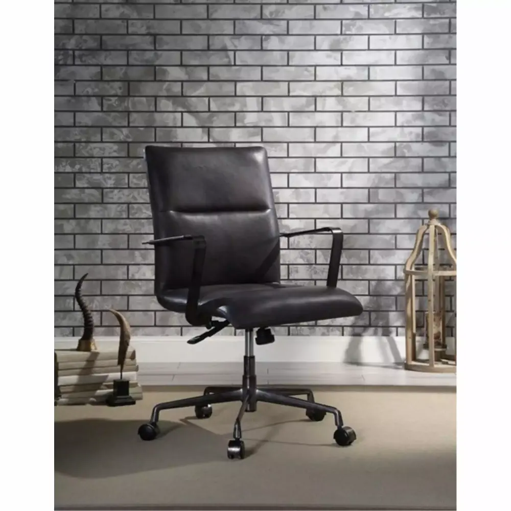Ergode Executive Office Chair Onyx Black Top Grain Leather High Back Ergonomic Desk Chair