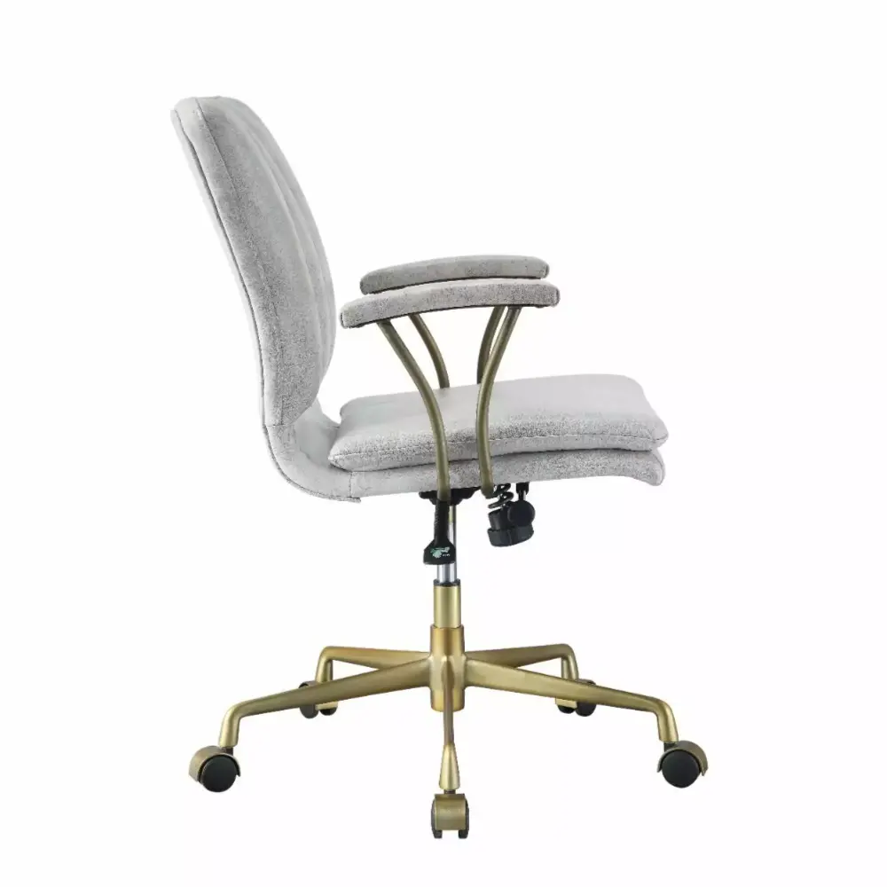 Ergode Office Chair Vintage White Top Grain Leather and Chrome Executive Desk Chair