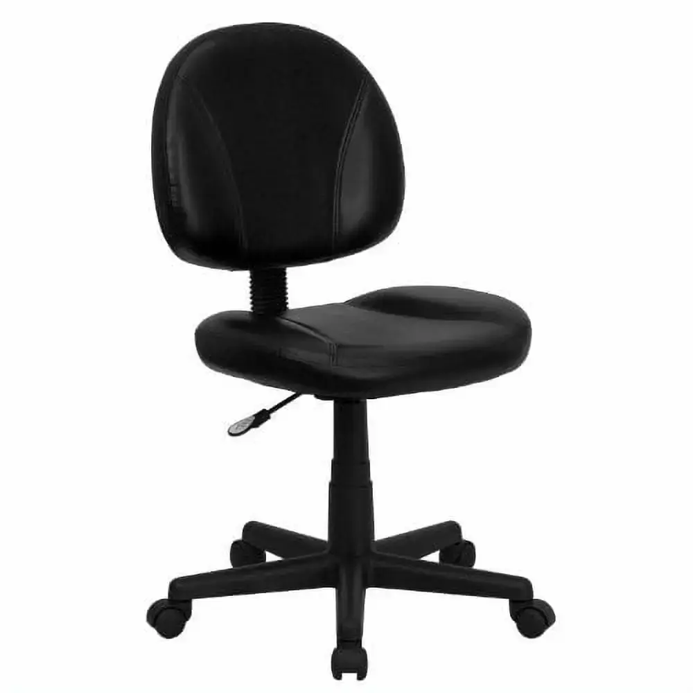 Embroidered Mid-Back Black Leather Ergonomic Swivel Task Chair FLABT688BKEMBGG - Luxurious and Supportive Flash Furniture