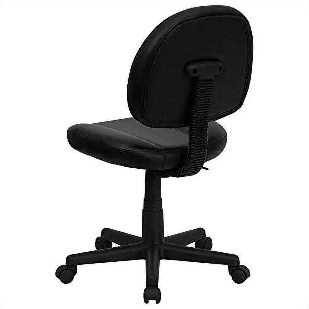 Embroidered Mid-Back Black Leather Ergonomic Swivel Task Chair FLABT688BKEMBGG - Luxurious and Supportive Flash Furniture
