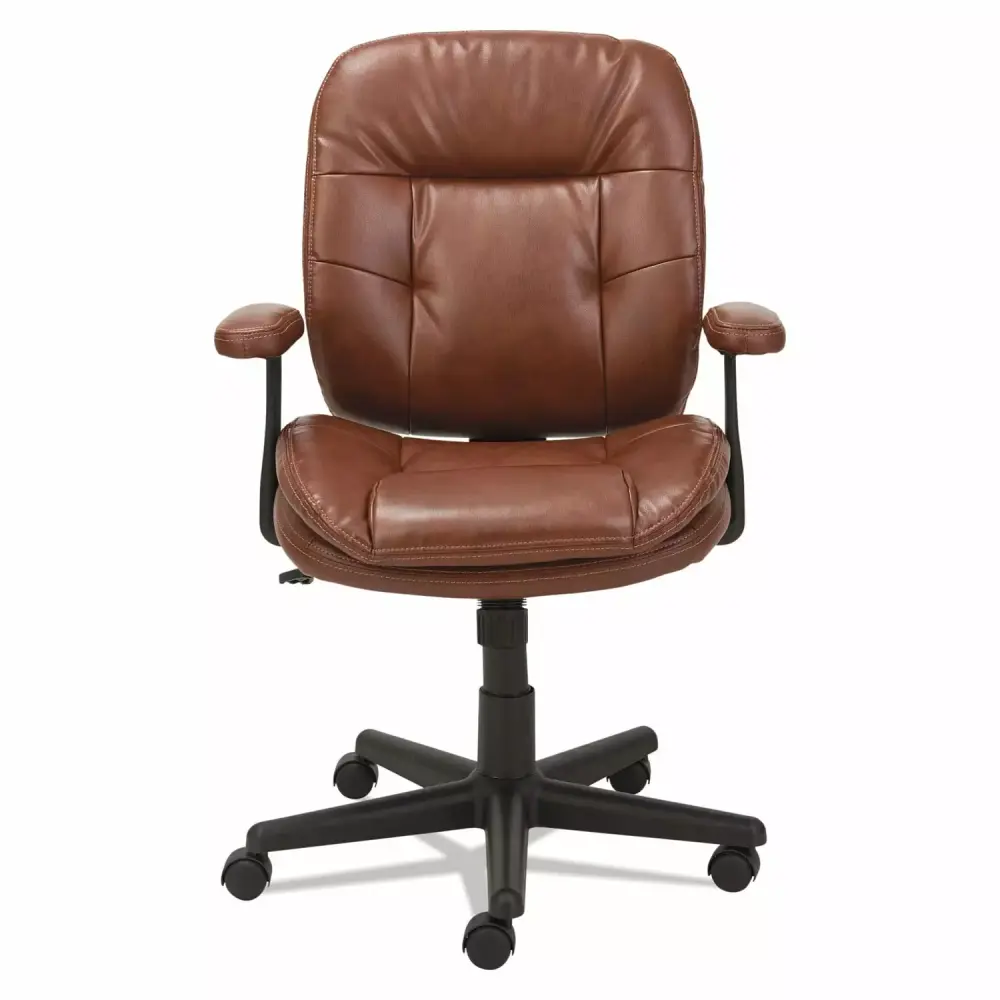 Oif Swivel Tilt Leather Task Chair Chestnut Brown Supports 250 lbs