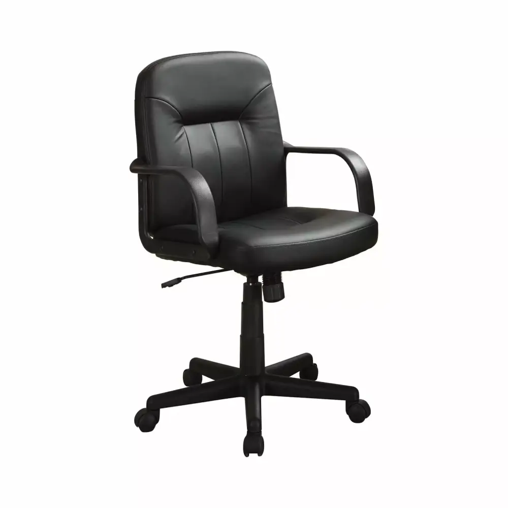 Benzara Medium Back Black Office Leather Chair Executive Desk Chair Benjara