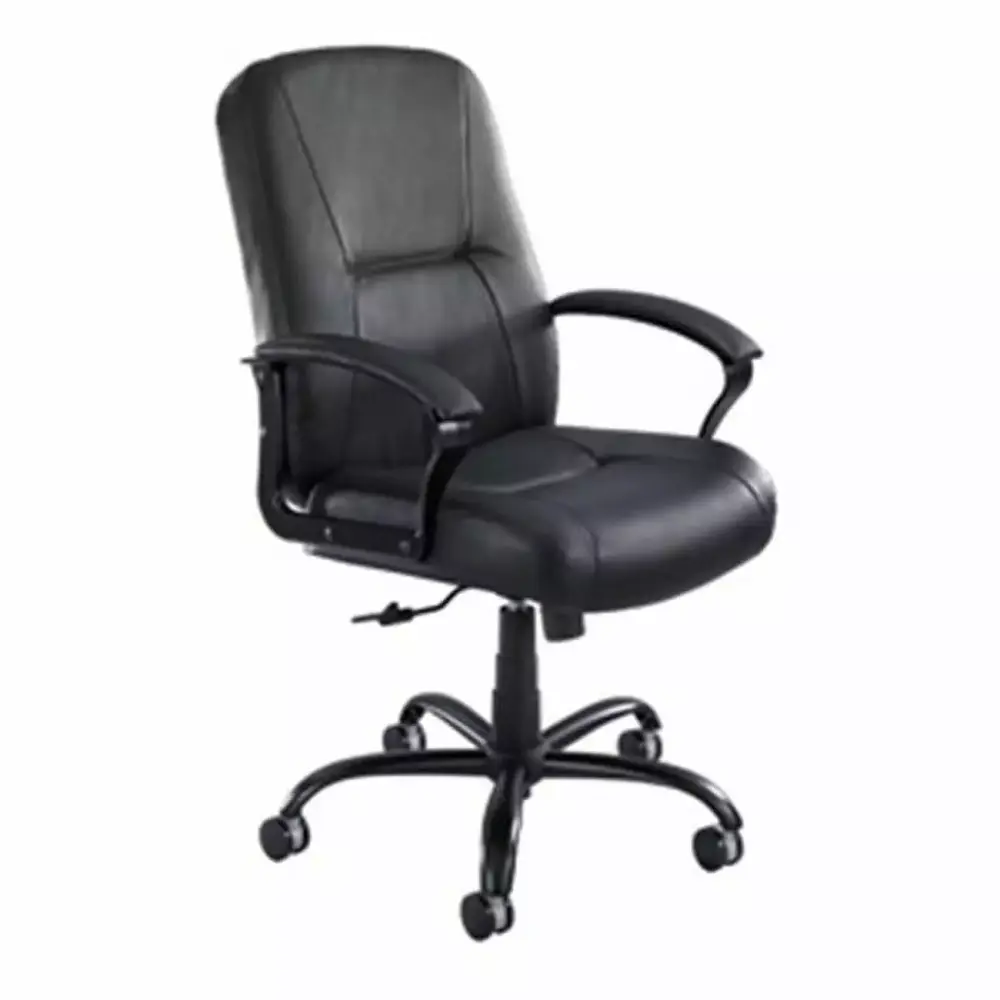 Serenity High Back Big and Tall Black Leather Office Chair Betterbeds
