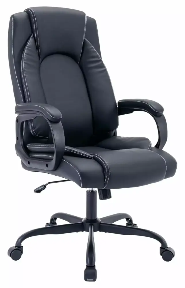 Home Office Chair Ergonomic High Back Cushion Lumbar Support Adjustable Executive Leather Chair Exlonjet