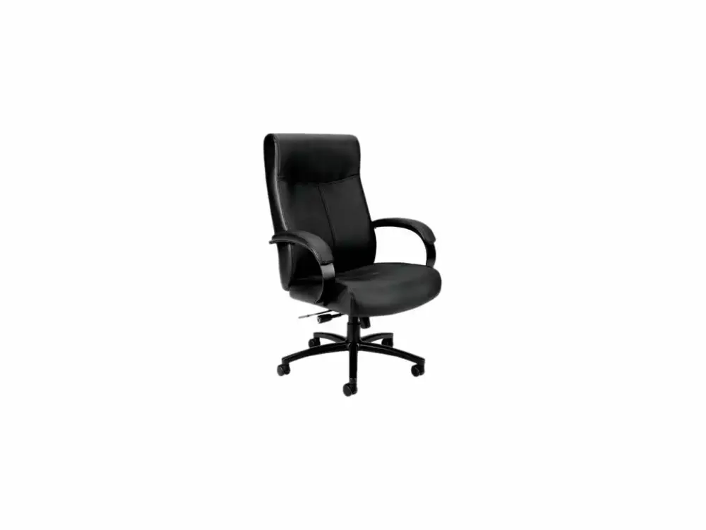 basyx VL685 Series Big & Tall Black Leather Office Chair Supports 450 lbs HON