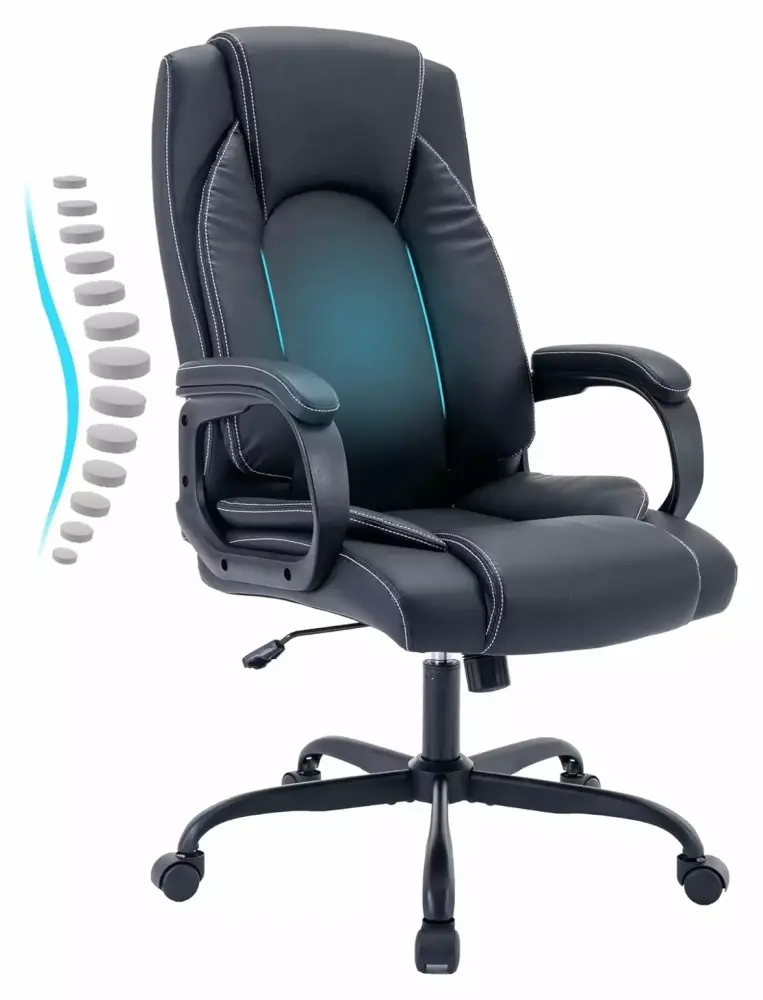 Executive Office Chair Comfortable Ergonomic Home Office Desk Chair Computer Leather Chair Lumbar Support XylehR