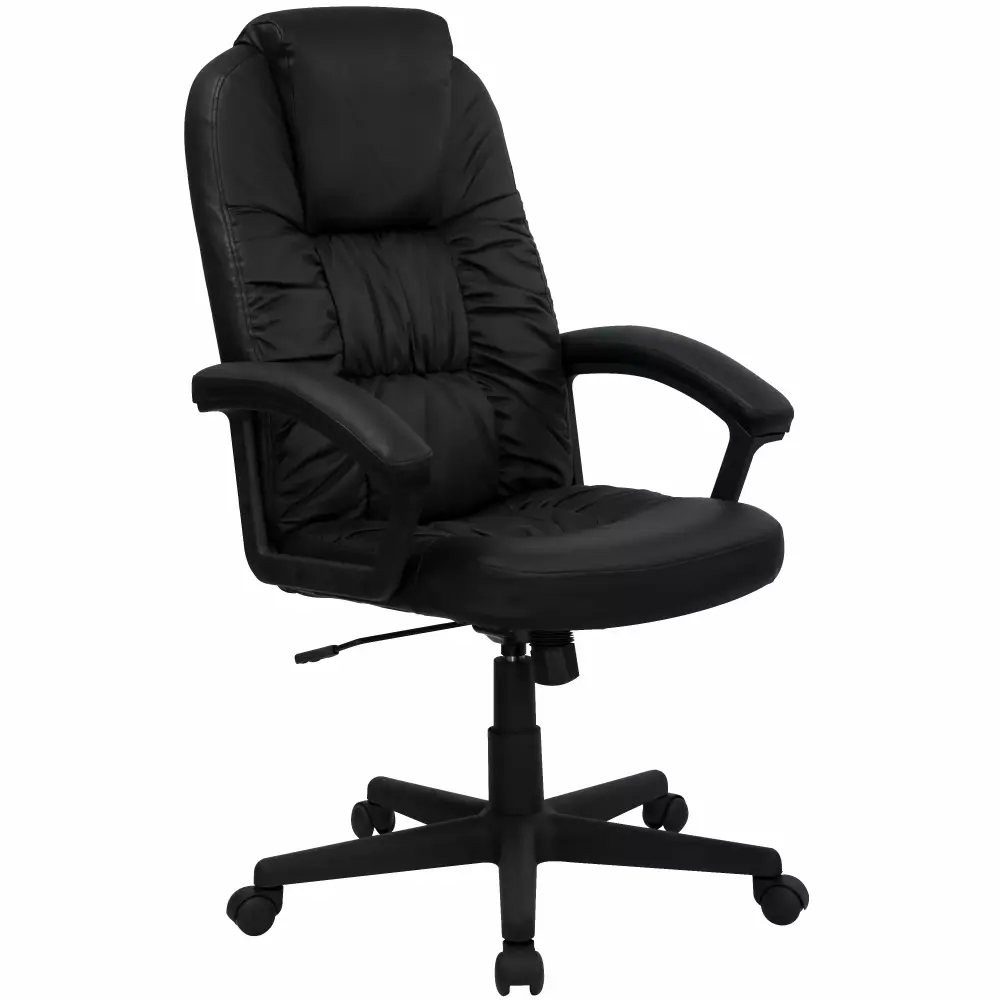 Emma + Oliver High Back Black LeatherSoft Soft Ripple Executive Swivel Office Chair