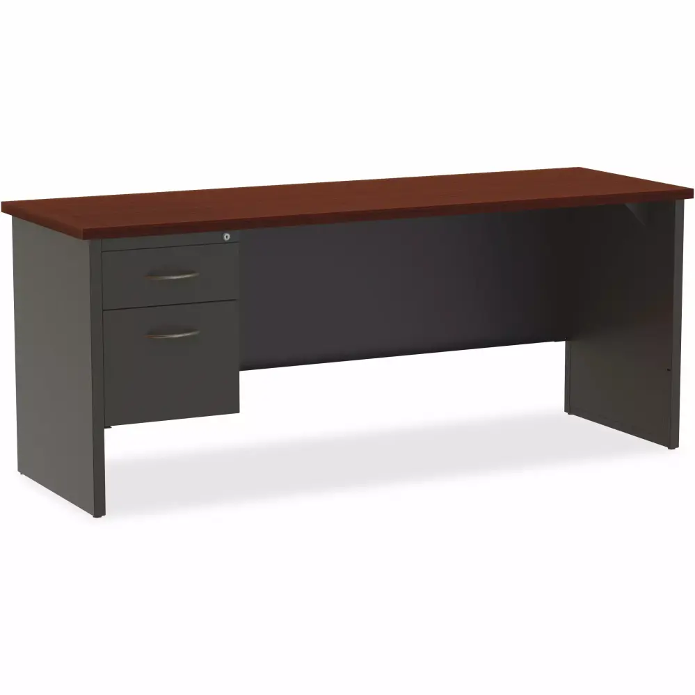 Lorell Mahogany Laminate Steel Left-Pedestal Credenza LLR79164