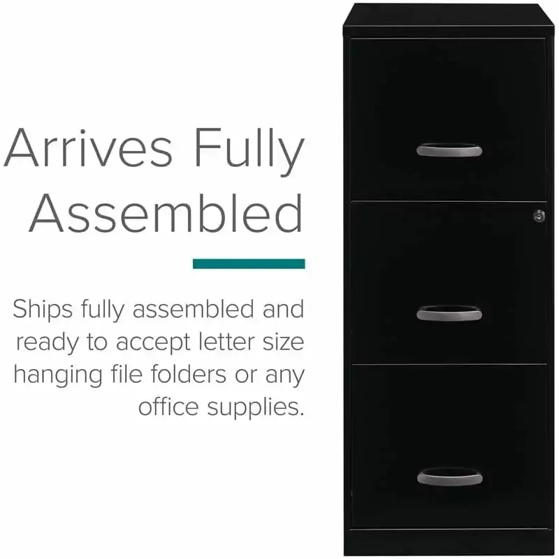 3 Drawer Letter File Cabinet Black Office and Home Use SAFEBOYZ