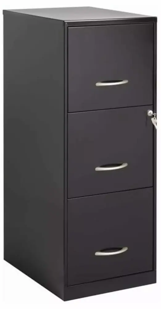 Cooper 3 Drawer Letter File Cabinet Black Office Document Storage Solution CHNRED