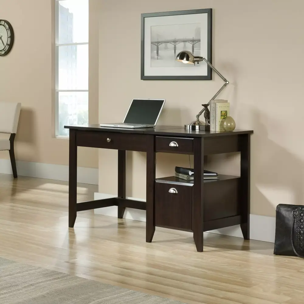 Sauder Shoal Creek Lift Top Desk Jamocha Wood Finish