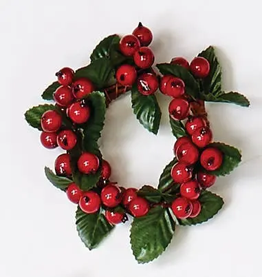 Berry Candle Ring W/ Leaf 2.25"