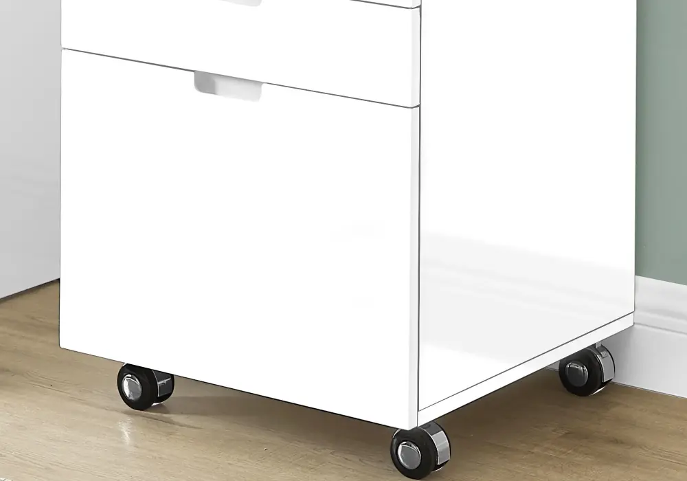 File Cabinet, Rolling Mobile, Storage Drawers, Printer Stand, Office, Work, Glossy Contemporary, Modern - Chalk Storage