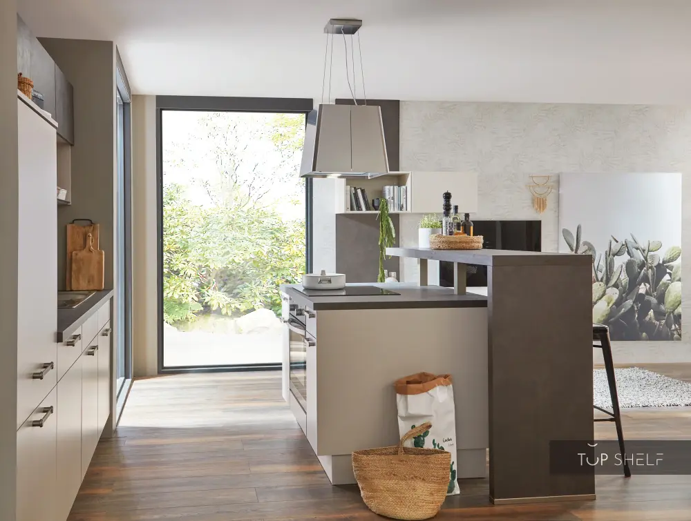 nobilia kitchen unit kitchen island & Living Laser 415 Sand 245 + 210 + 220cm configurable --