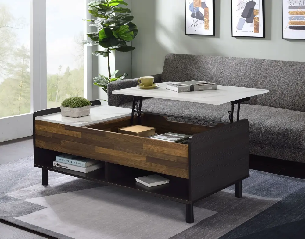 Axel - Printed Faux Marble Coffee Table Lift Top - Marble