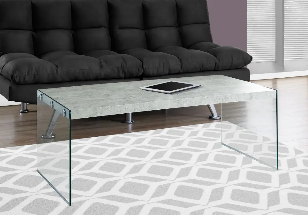 Coffee Table Rectangular Living Room Crystal Tempered Glass