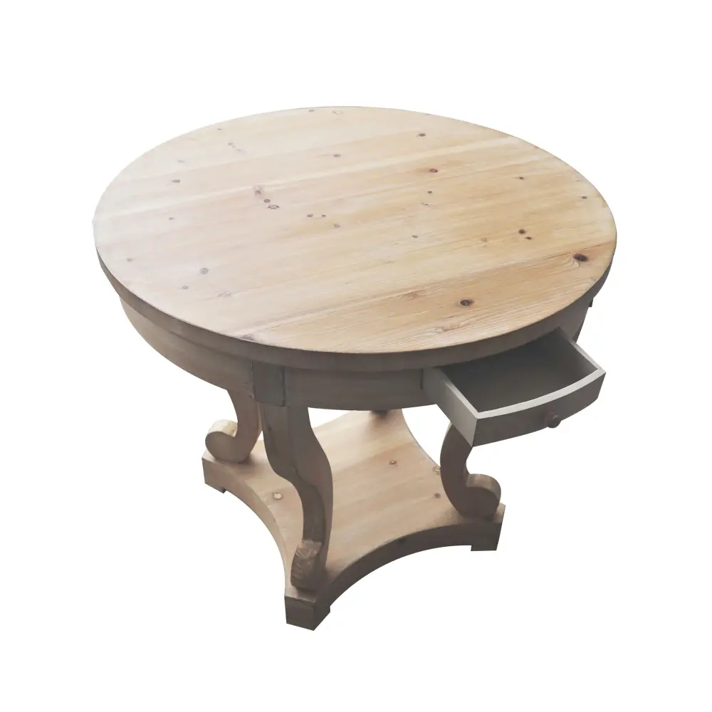 Curved Legs Farmhouse Style Miniature Size Round Dining Table End Table Side Table Coffee Table Dinette, Kitchen, Dining R...