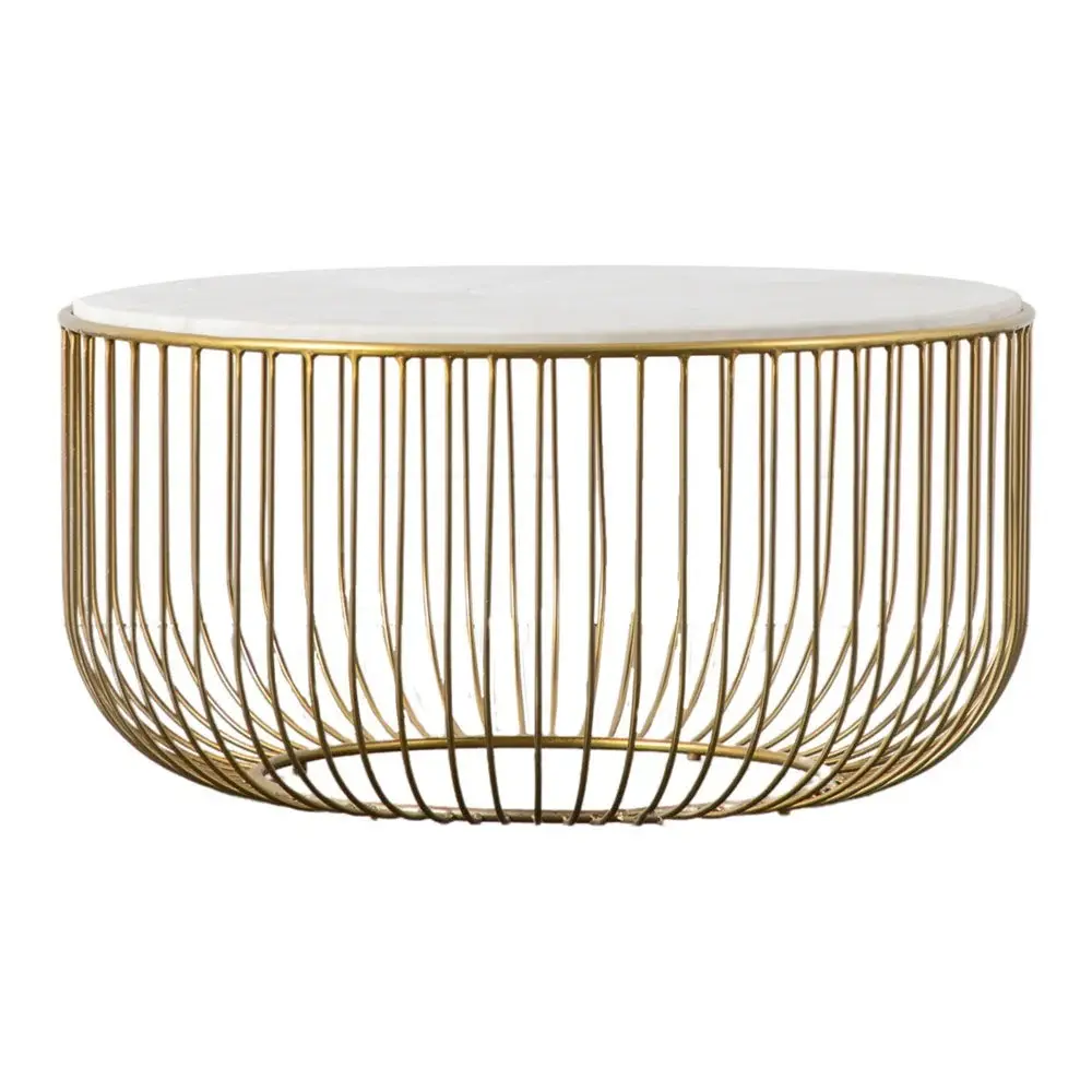 Deonte Marble Round Coffee Table - Gilded