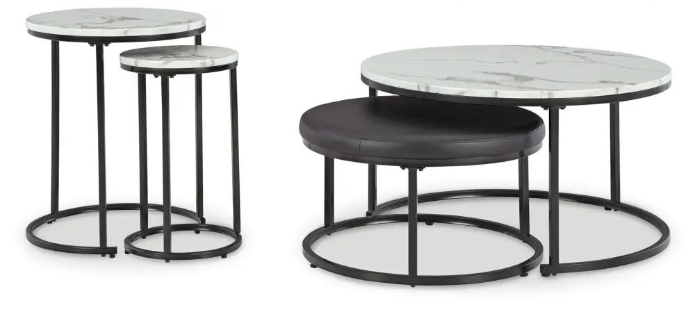 Jusmour - Occasional Nesting Table (Set 4) - Midnight / White