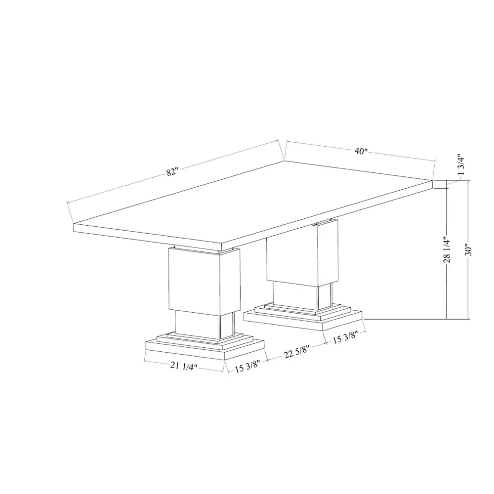Michelle - Dining Table Double Pedestal Marble Detailing - Ash