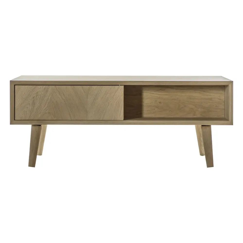 Milano 2 Drawer Taupe Rectangular Coffee Table - Oak