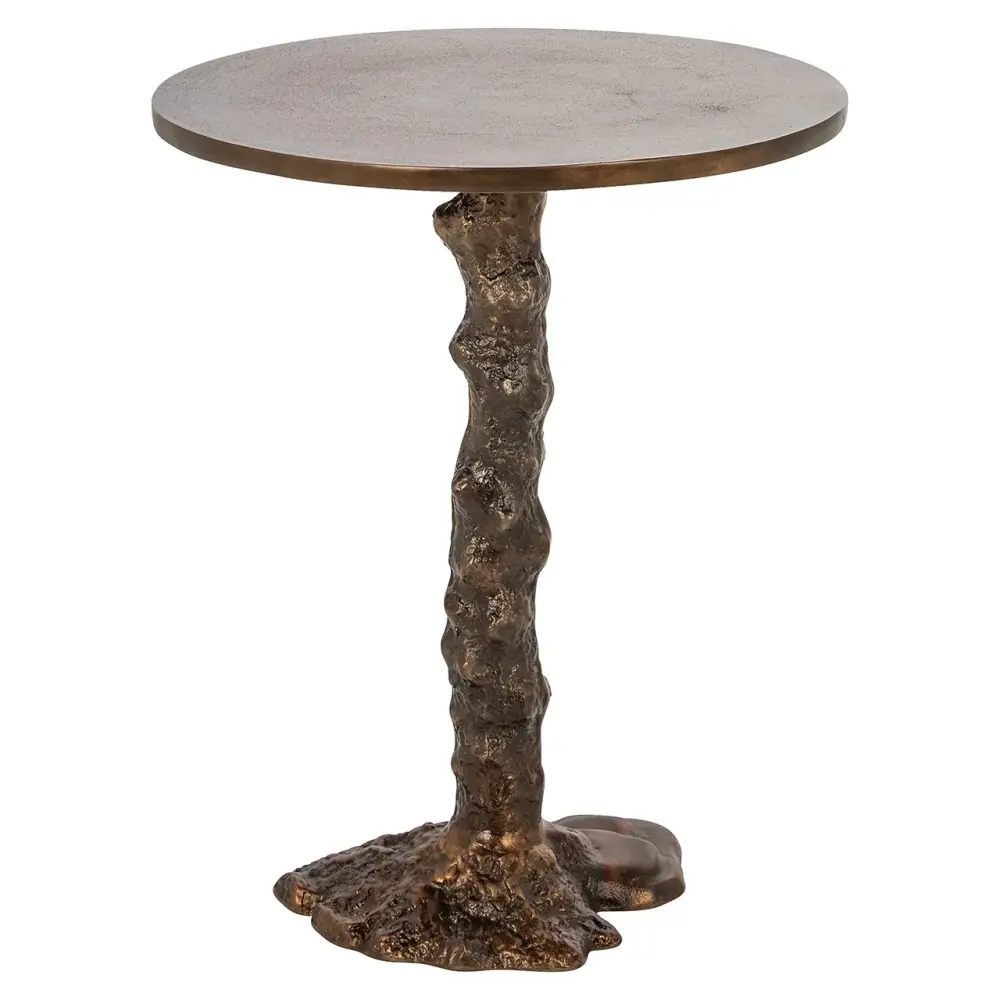 Misty Round End Table - Rustic gold