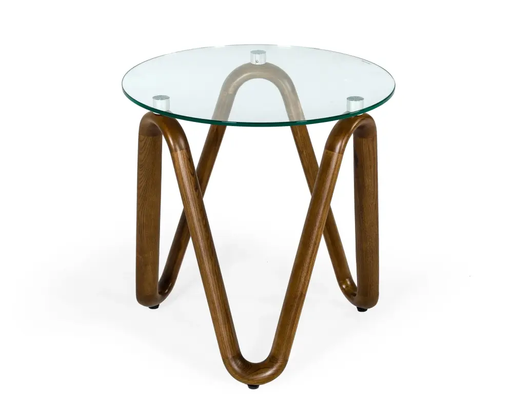 Modrest Lassen - Present-day Glass & Walnut End Table