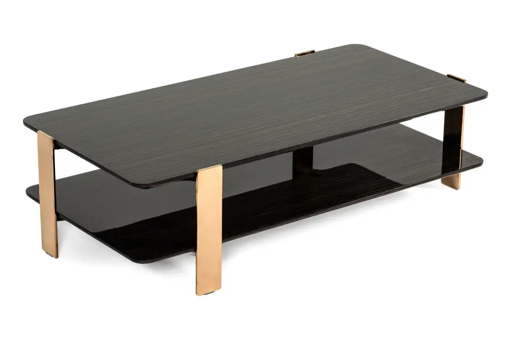 Modrest Leroy Cutting-edge Ebony & Rosegold Coffee Table