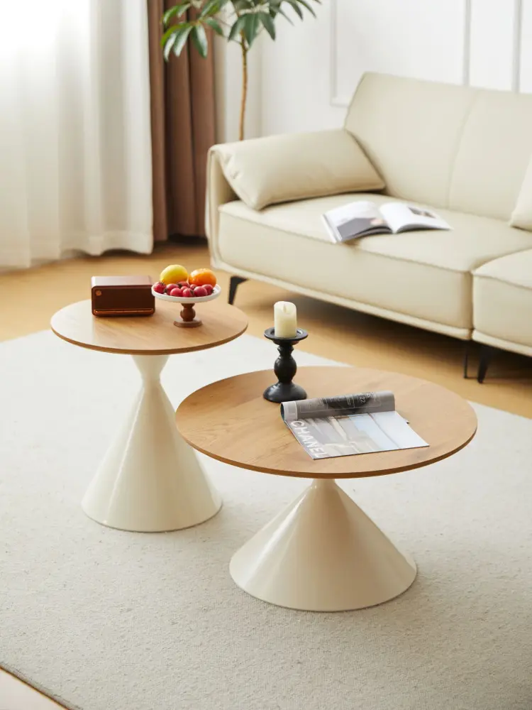 Round Coffee Table - Chestnut / White