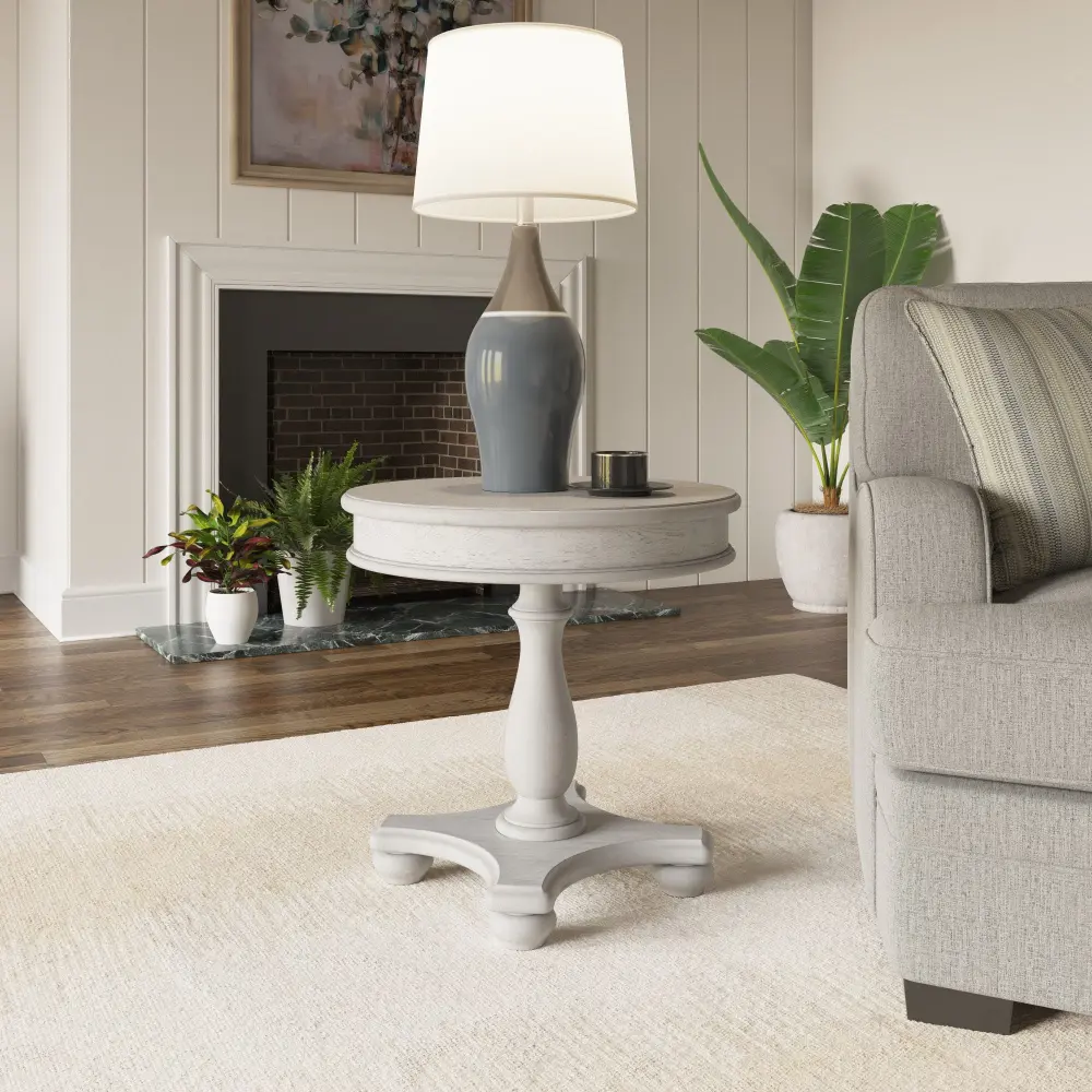 Round End Table - Pewter