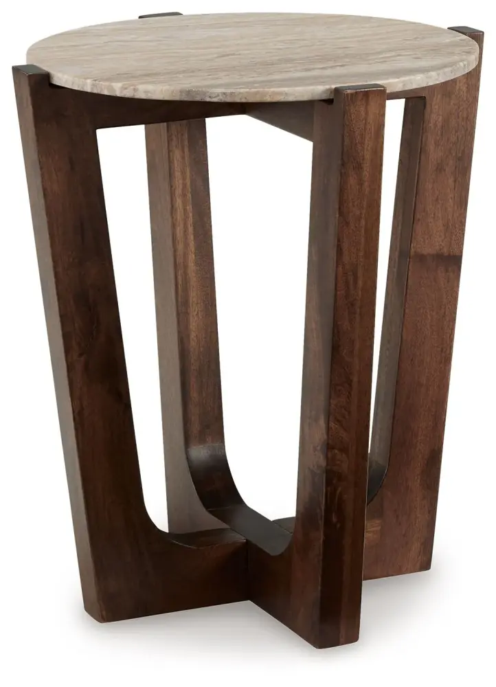 Tanidore - Round End Table - Heated Brown