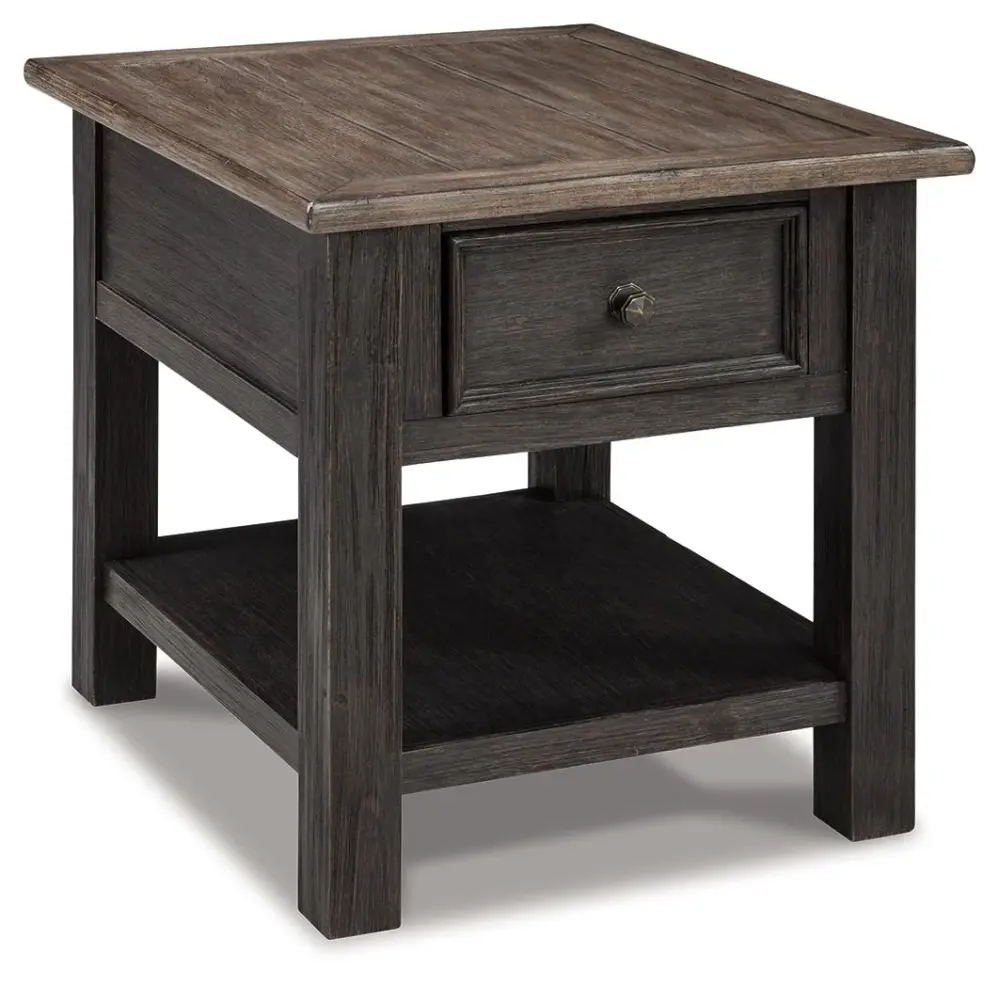 Tyler Creek - Rectangular End Table - Grayish Espresso / Black
