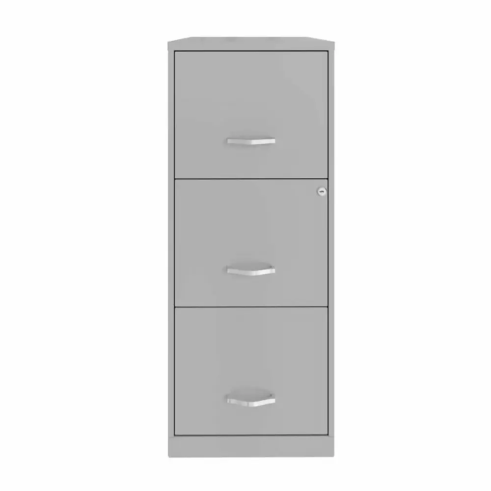 Kingfisher Lane 3 Drawer Modern Metal Vertical File Cabinet Lock Silver