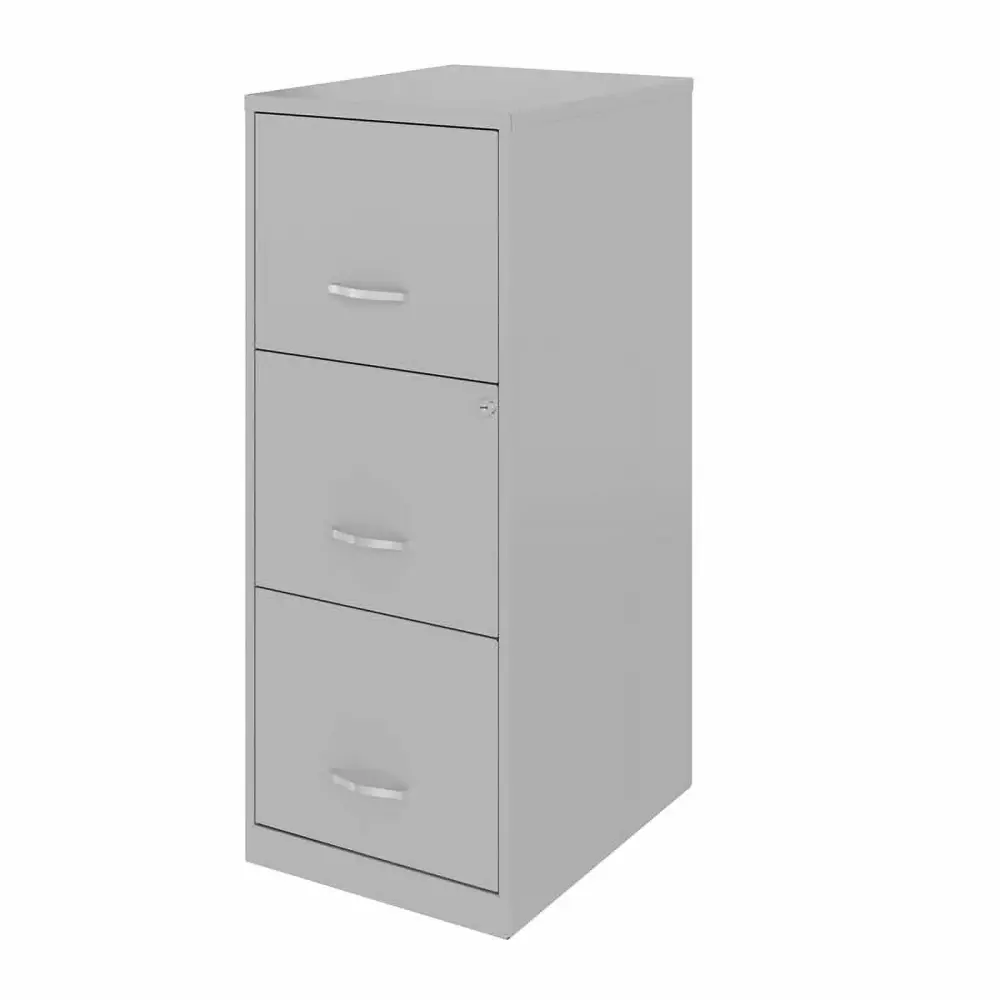 Kingfisher Lane 3 Drawer Modern Metal Vertical File Cabinet Lock Silver