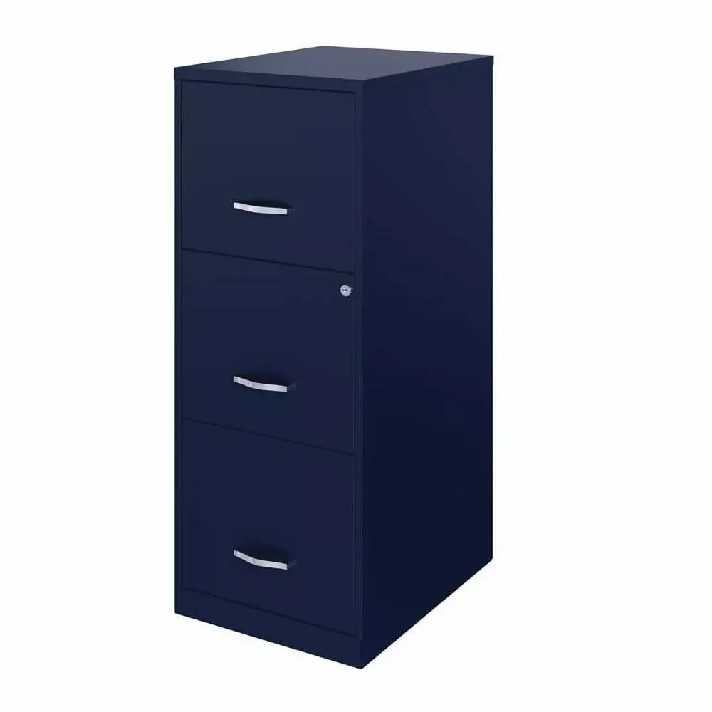 Kingfisher Lane Modern 3 Drawer Metal Vertical File Cabinet Lock Navy