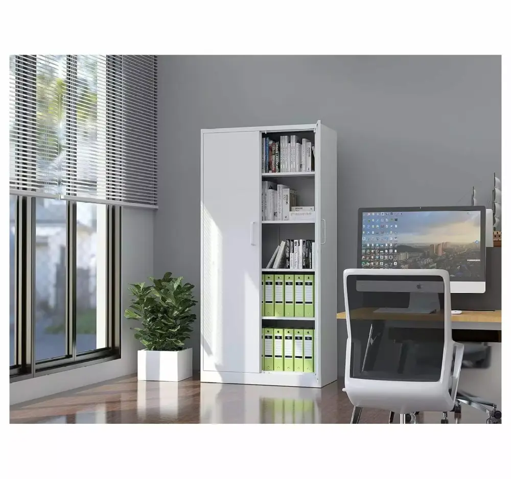 Metal Storage Cabinet 71 Tall Steel File Cabinets Lockable Doors and Adjustable Shelves White YOSITiuu