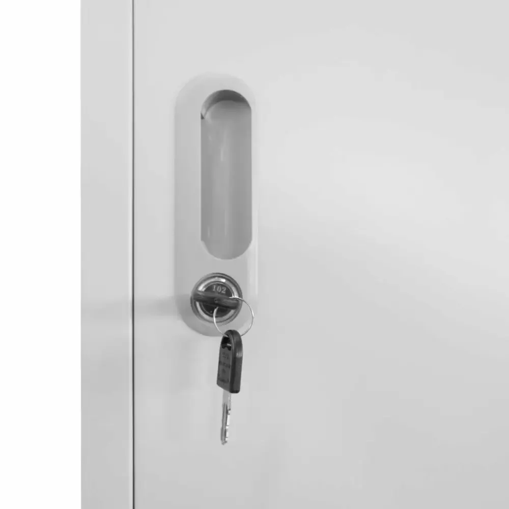 Anself Gray Metal Locker Cabinet 3 Storage Compartments and Doors 15x17.7x70.9 Inches