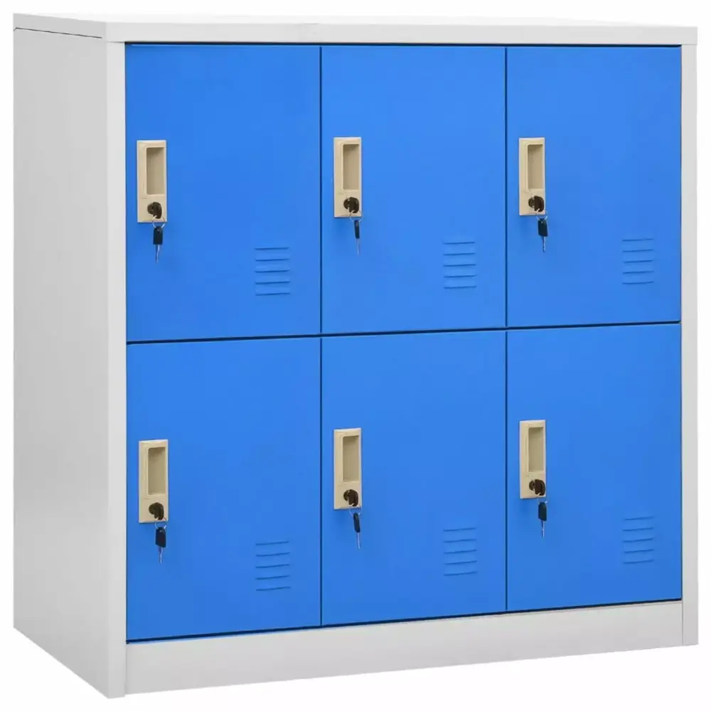 Anself Locker Cabinet 6 Lockable Storage Cabinets Steel File Cabinet Blue
