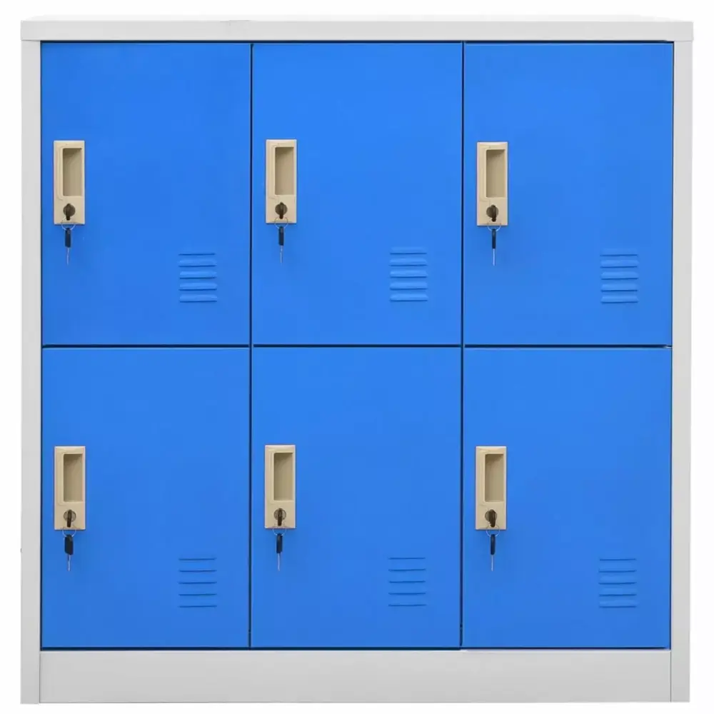Anself Locker Cabinet 6 Lockable Storage Cabinets Steel File Cabinet Blue