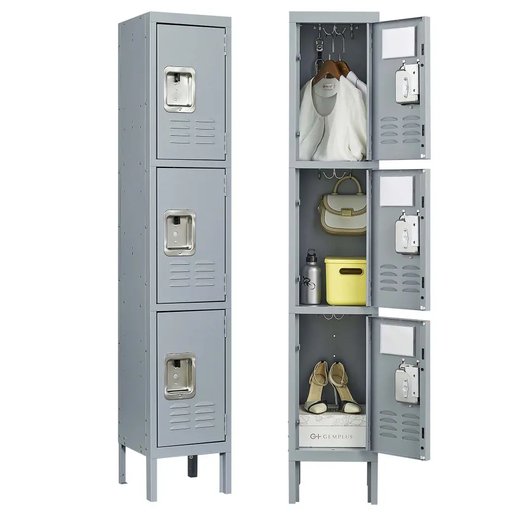 3 Door 66 Inch High Metallic Lockers Lock Employees Storage makeace art home furniture