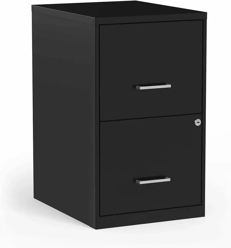 2-Drawer Vertical Locking File Cabinet Letter-Size Black 18D Office Storage MyOfficeInnovations