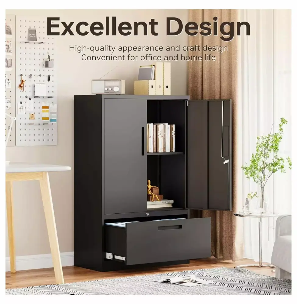 YOSITiuu Metal Storage Cabinet Drawers 51 File Cabinets Home Office Black