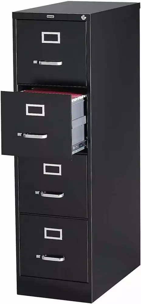 RUIAN 25-Inch Black 4-Drawer Locking Vertical File Cabinet 25164D