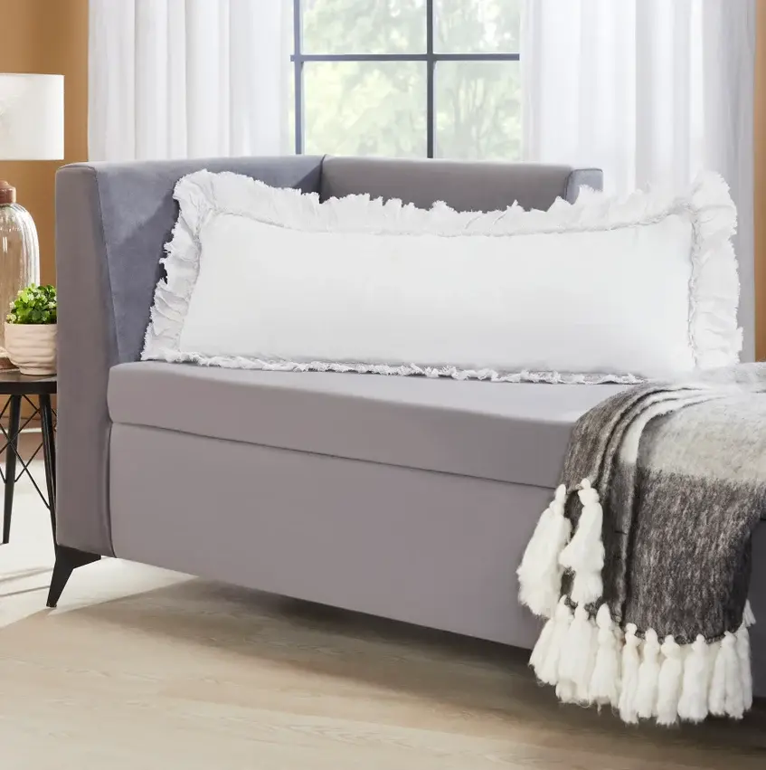 Shabby Chic Sheer Ruffle Pillow, Snow