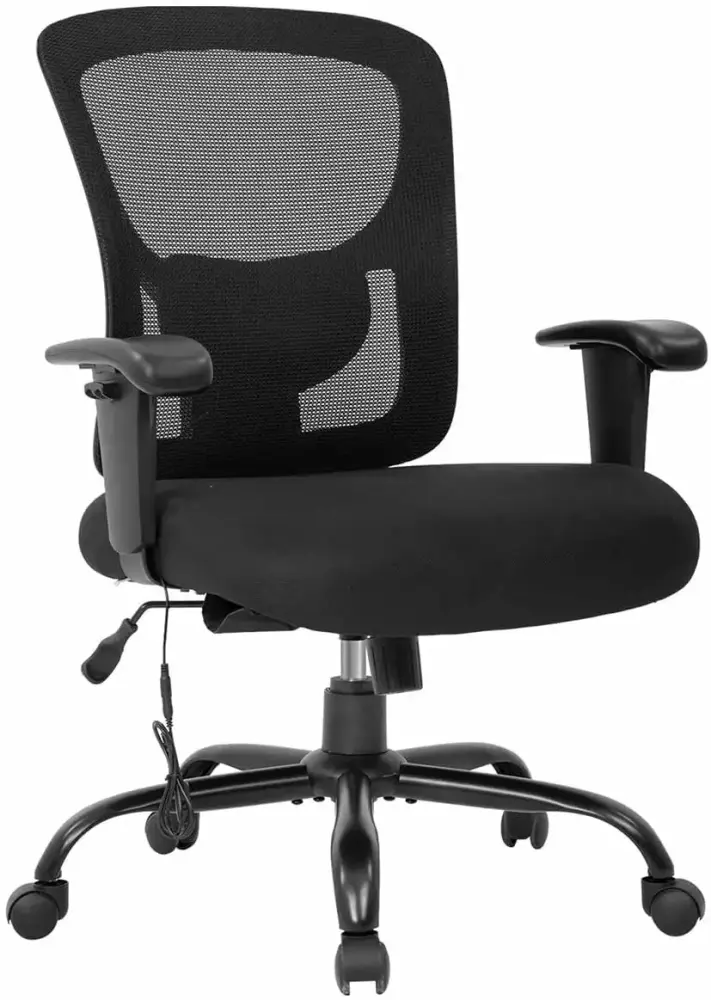 LCH Big Black Office Mesh Chair Massage .400 lb Mid Back Mesh Computer Chair