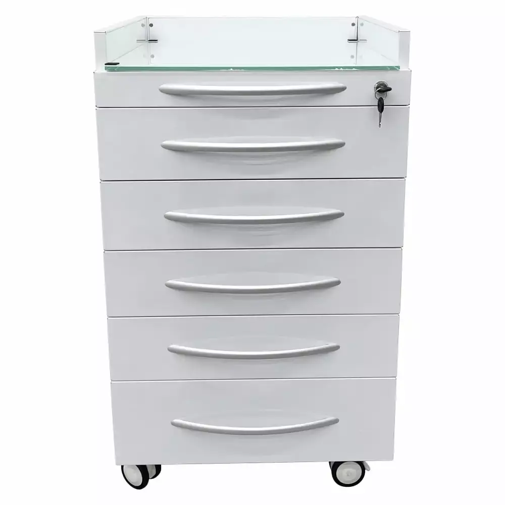 PreAsion 5-Drawer Stainless Steel Mobile Dental Storage Cabinet File Organizer