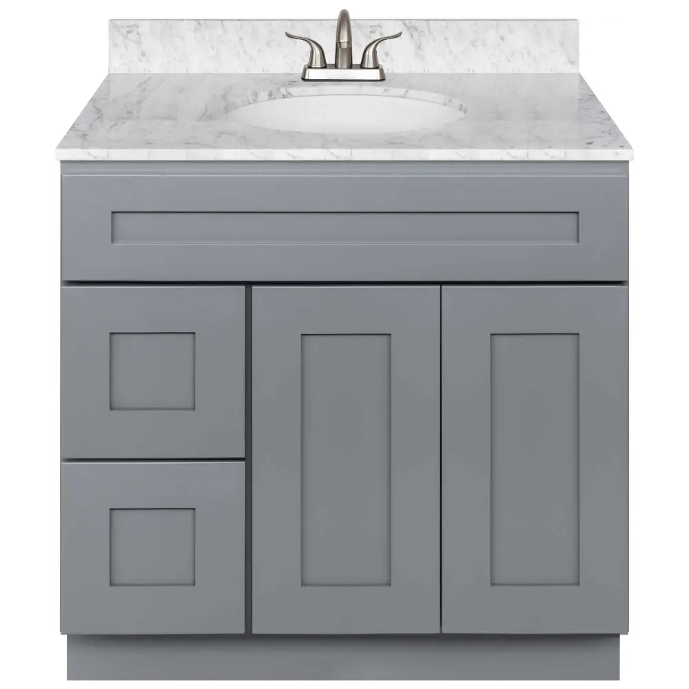 36 W x 21 D x 34.5 H Vanity Sink Base Cabinet Left Drawers - Colonial Slate