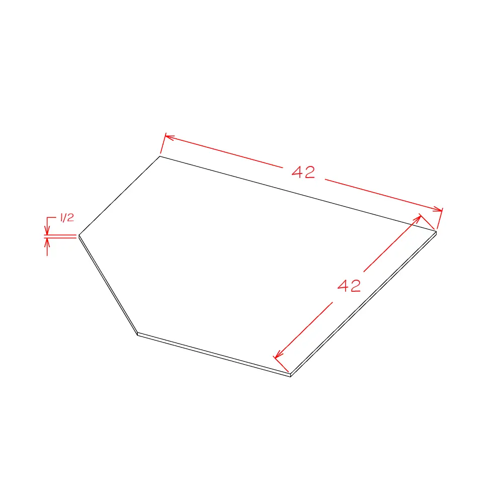Edgeline White Diagonal Corner Sink Floor - 42"W x 3/4"H x 42"D