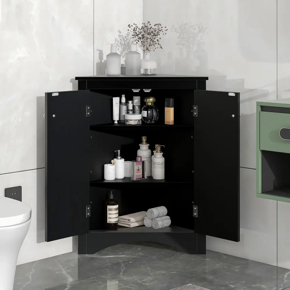 Hotel-Grade Luxury Triangle Bathroom Storage Cabinet Adaptable Shelves, Freestanding Floor Cabinet Home Kitchen