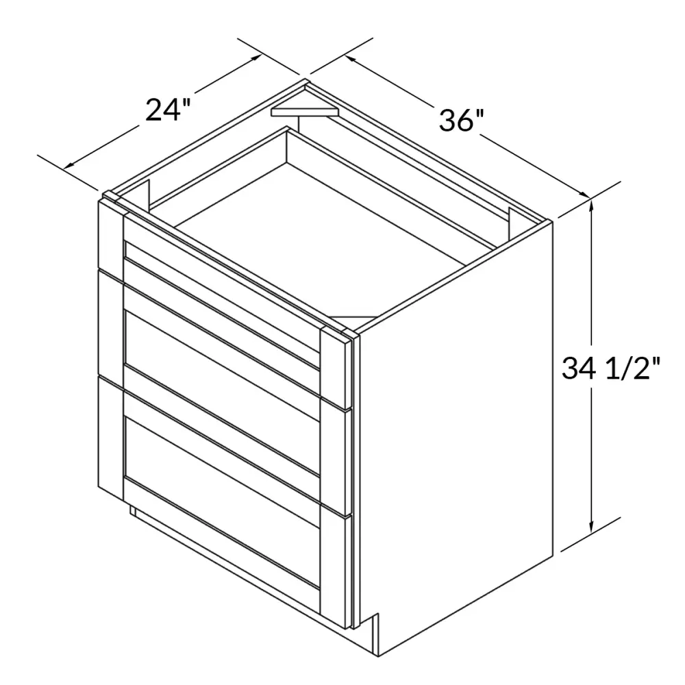 Linen Range Base Kitchen Cabinet LRB36 Milan Pearl 36 . width 34.5 . height 24 . depth